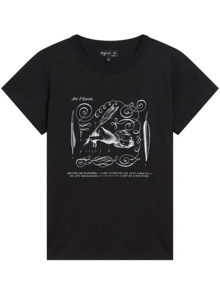 agnès b. Brando Encyclopédie-print cotton T-shirt - Black Cover