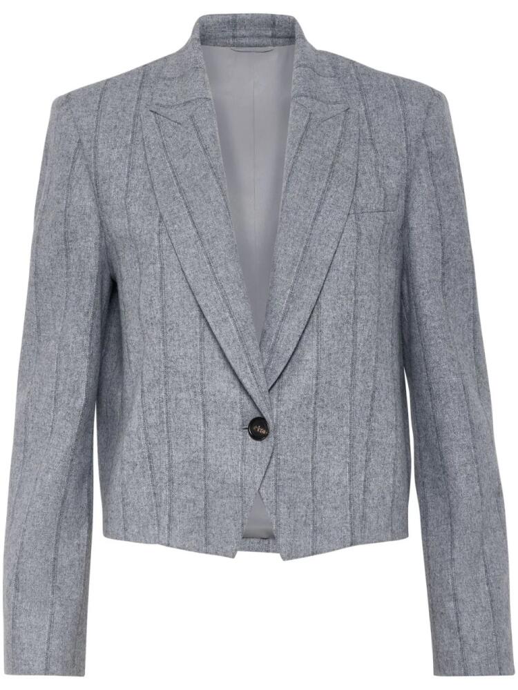 Brunello Cucinelli striped cropped blazer - Grey Cover