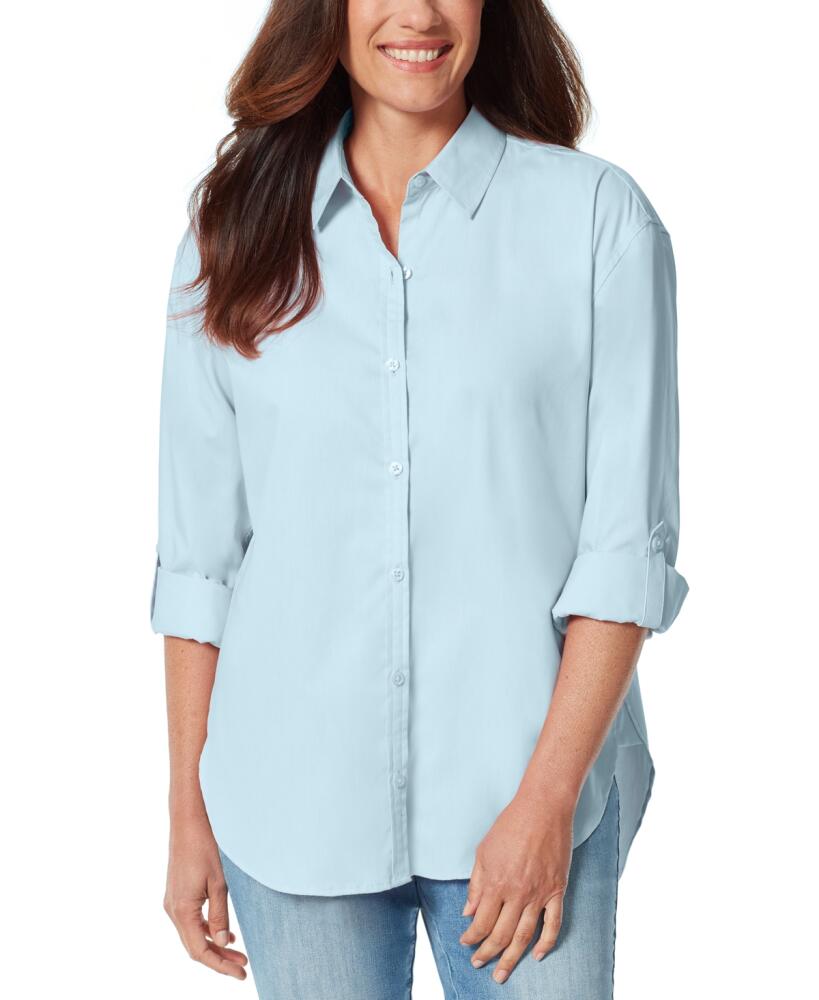 Gloria Vanderbilt Petite Amanda Cotton Button-Front Shirt - Pale Sky Cover