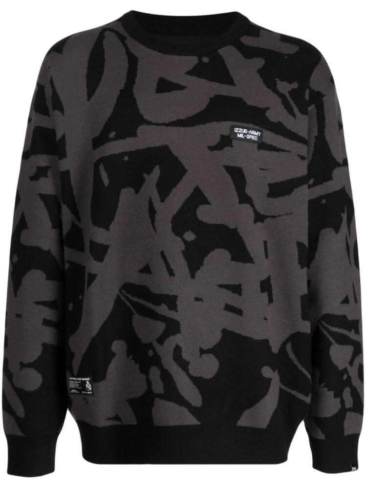 izzue graffiti-print crew-neck jumper - Black Cover