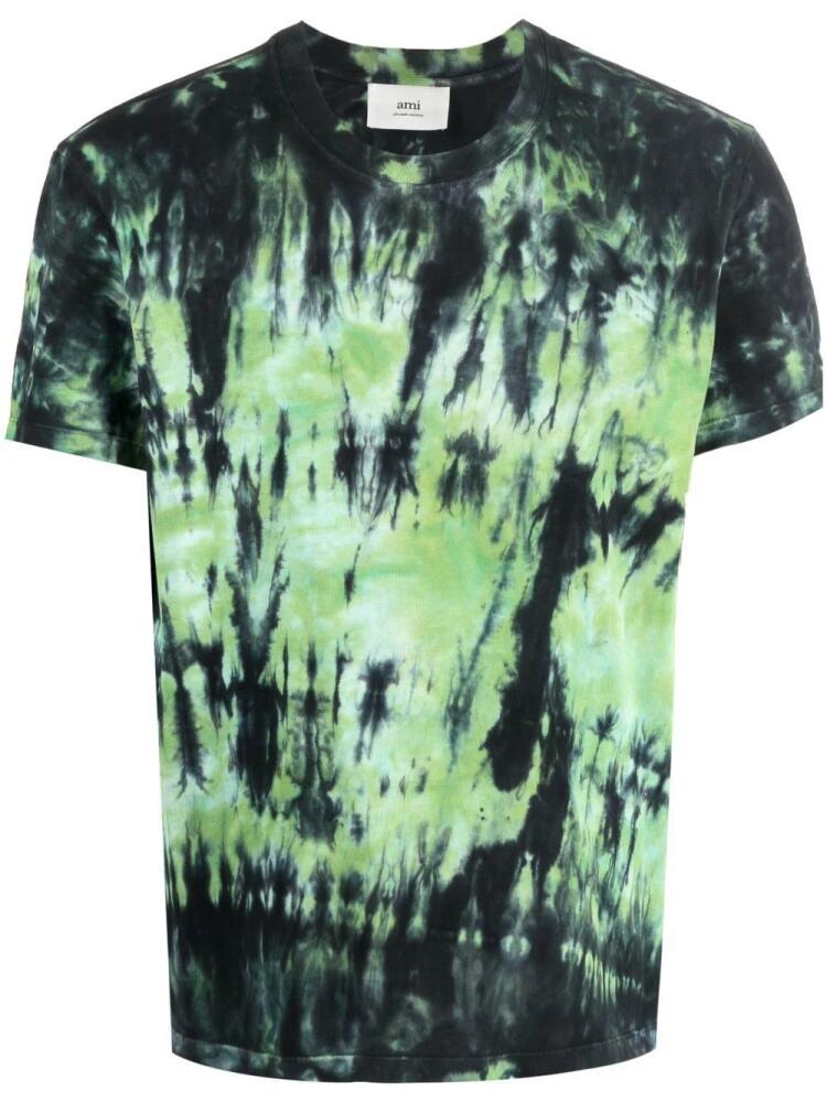 AMI Paris tie dye-print cotton T-shirt - Green Cover