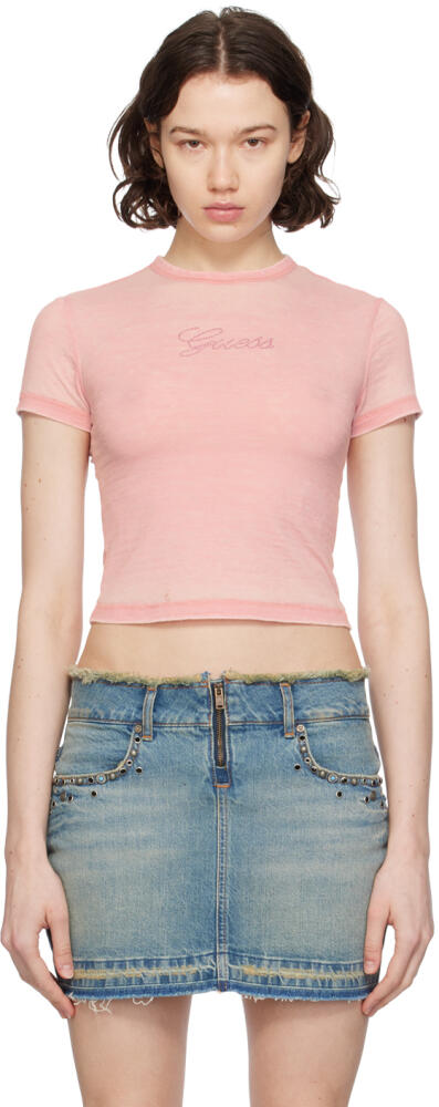 GUESS USA Pink Cropped T-Shirt Cover