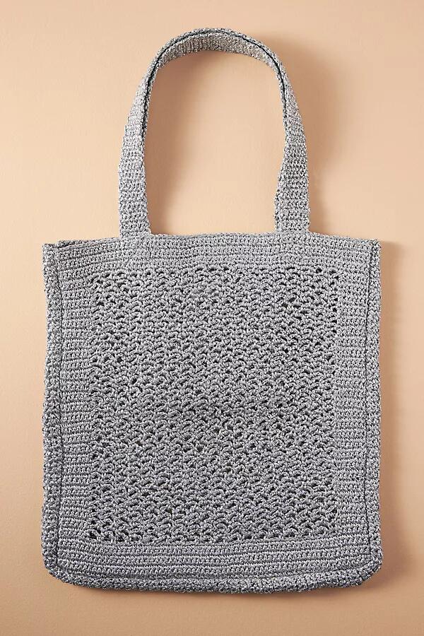 By Anthropologie Metallic Crochet Tote Cover