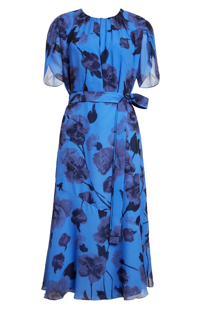 Erdem Floral Print Tulip Sleeve Silk Midi Dress in Lupin Blue Cover