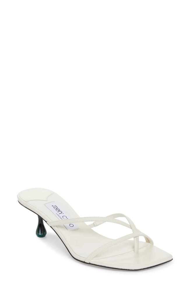 Jimmy Choo Etana Malachite Heel Slide Sandal in Latte/Malachite Cover