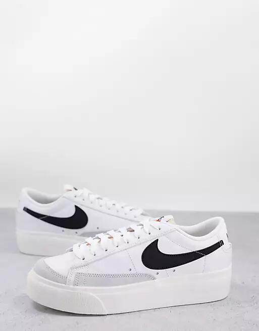 Nike Blazer Low Platform sneakers in white and black Cover