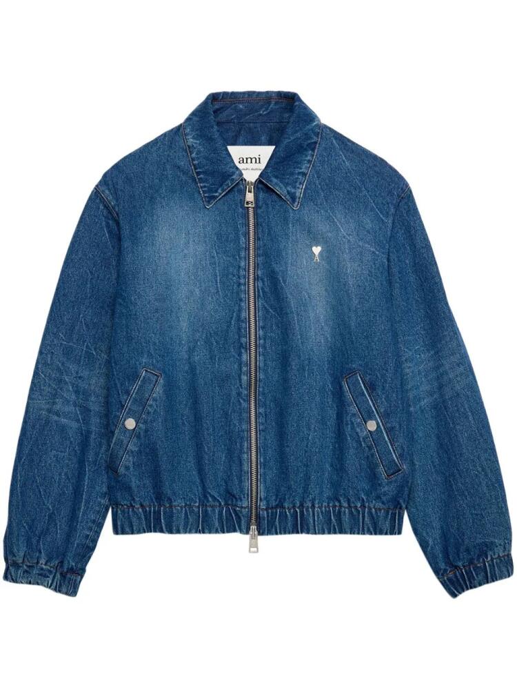 AMI Paris zip-up denim bomber jacket - Blue Cover