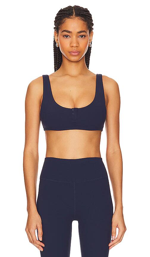 WeWoreWhat Snap Front Sports Bra in Navy Cover