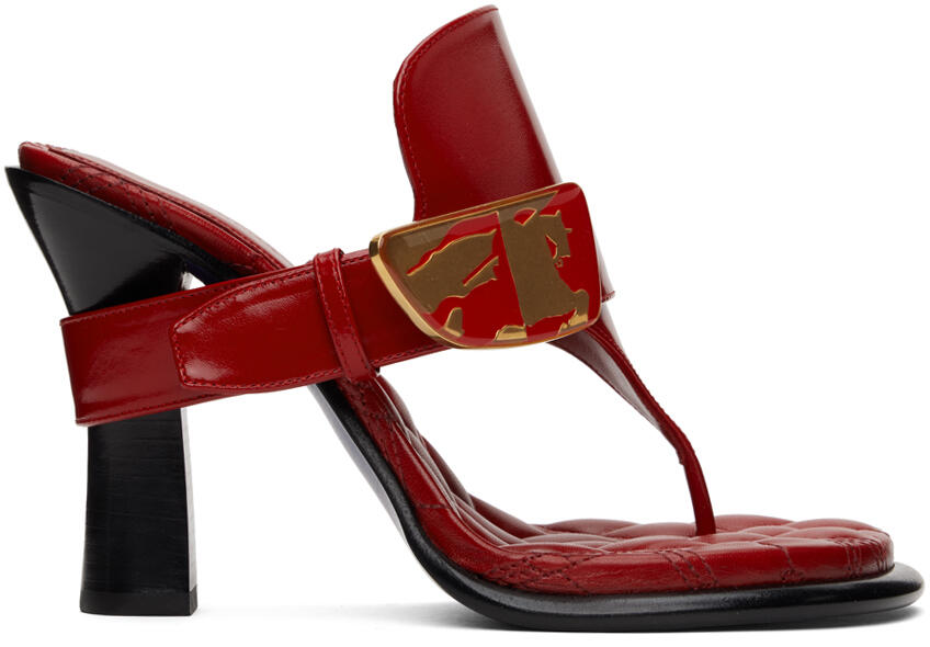 Burberry Red Leather Bay Heeled Sandals Cover