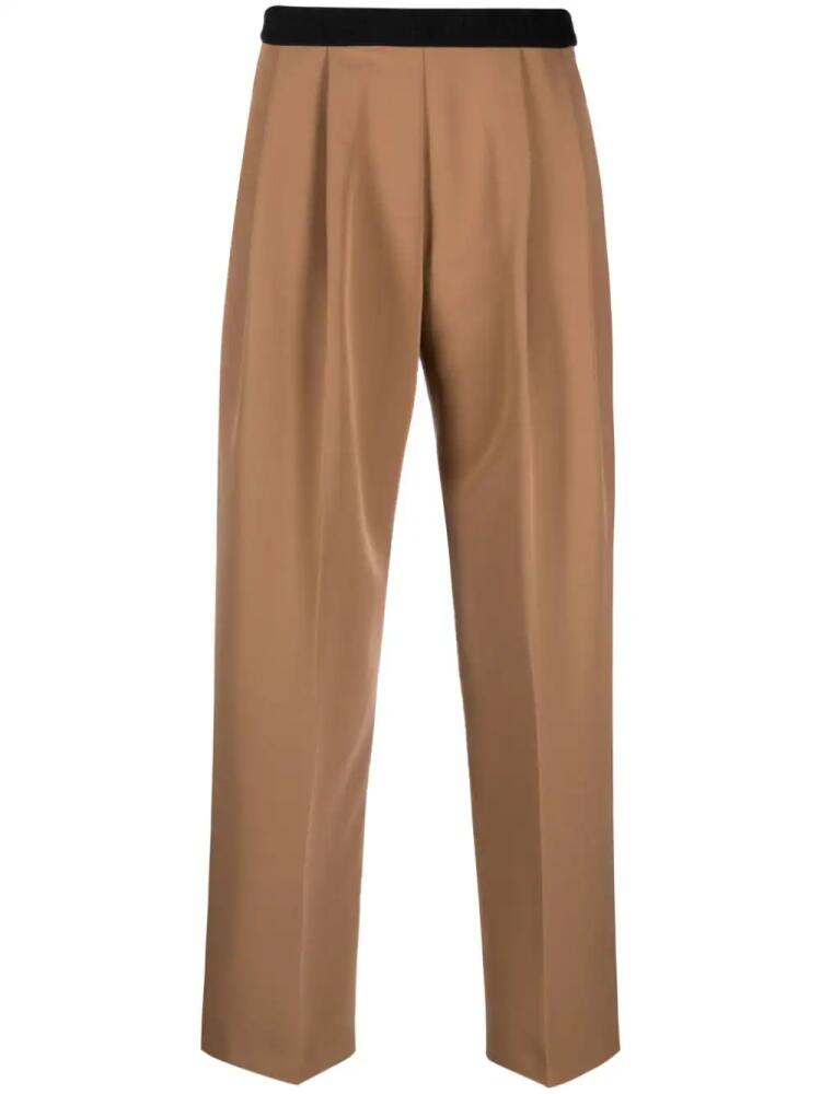 ERMANNO FIRENZE logo-waistband pleated trousers - Brown Cover