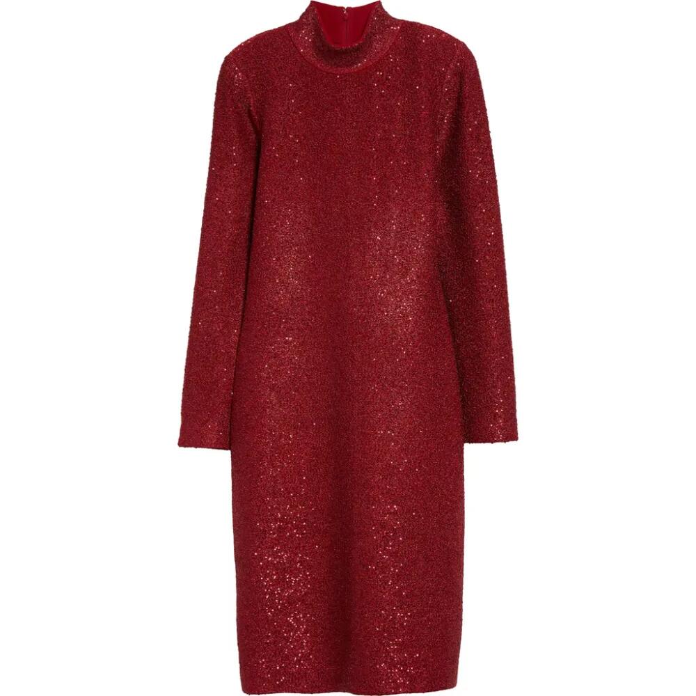 St. John Collection Sequin Lurex Knit Long Sleeve Dress in Haute Red Cover