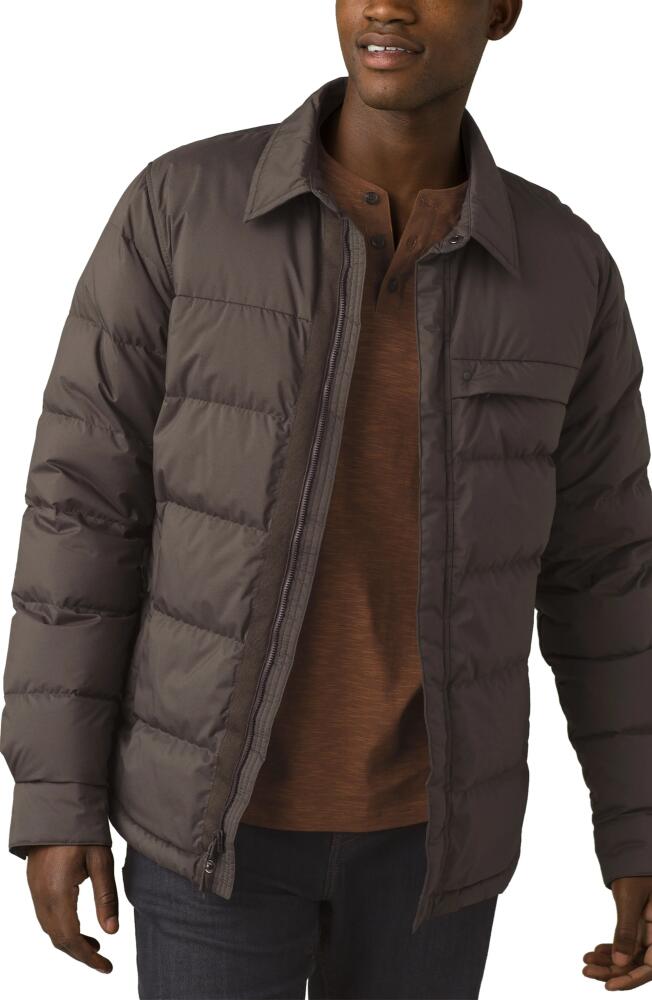 prAna Pincho 650 Fill Power Down Shirt Jacket in Black Olive Heather Cover