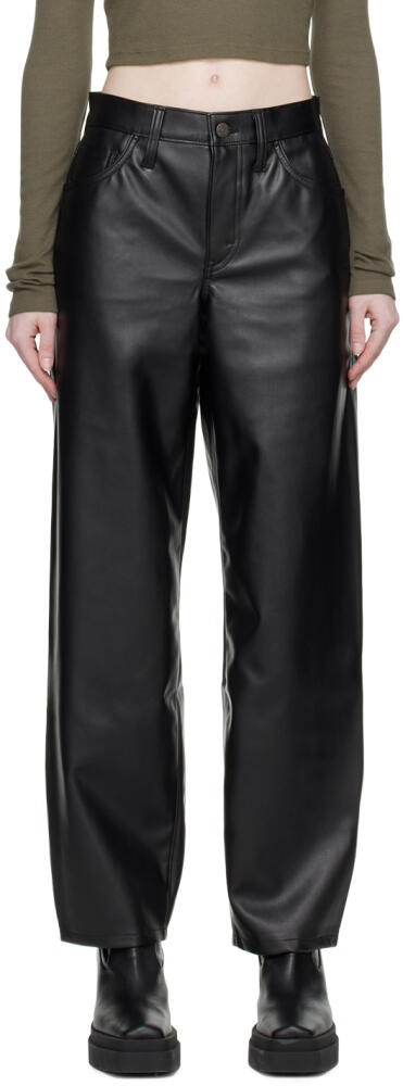 Levi's Black Baggy Dad Faux-Leather Trousers Cover