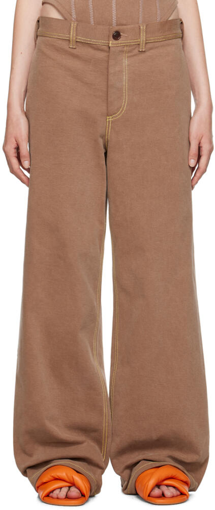 Marni Brown Contrast Stitching Jeans Cover