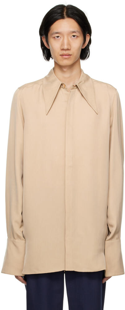 King & Tuckfield Beige Spread Collar Shirt Cover