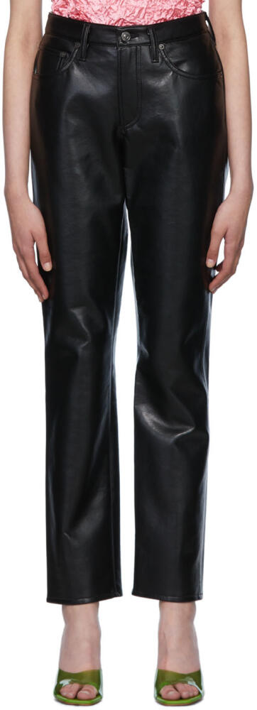 AGOLDE Black Lyle Recycled Leather Trousers Cover