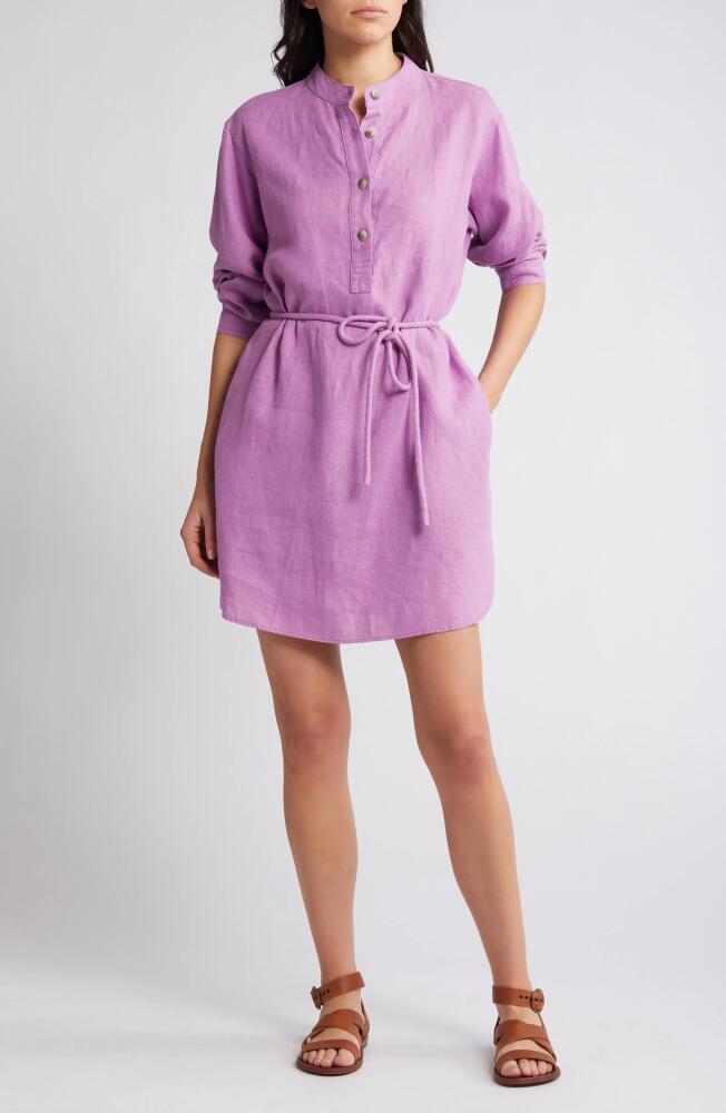 XÍRENA Dorian Long Sleeve Linen Minidress in Deep Lilac Cover