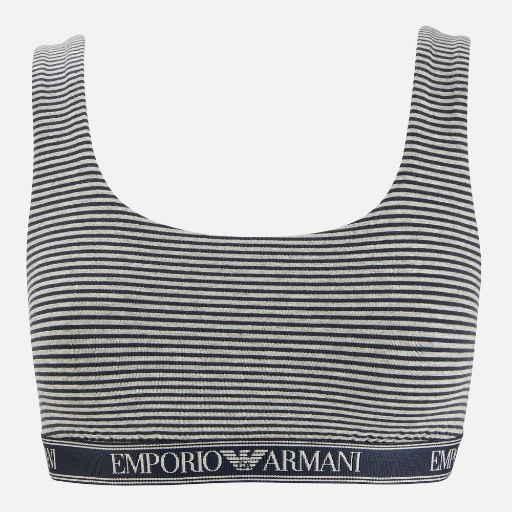 Emporio Armani Women's Striped Cotton Bralette - Marine Grey Stripe Cover