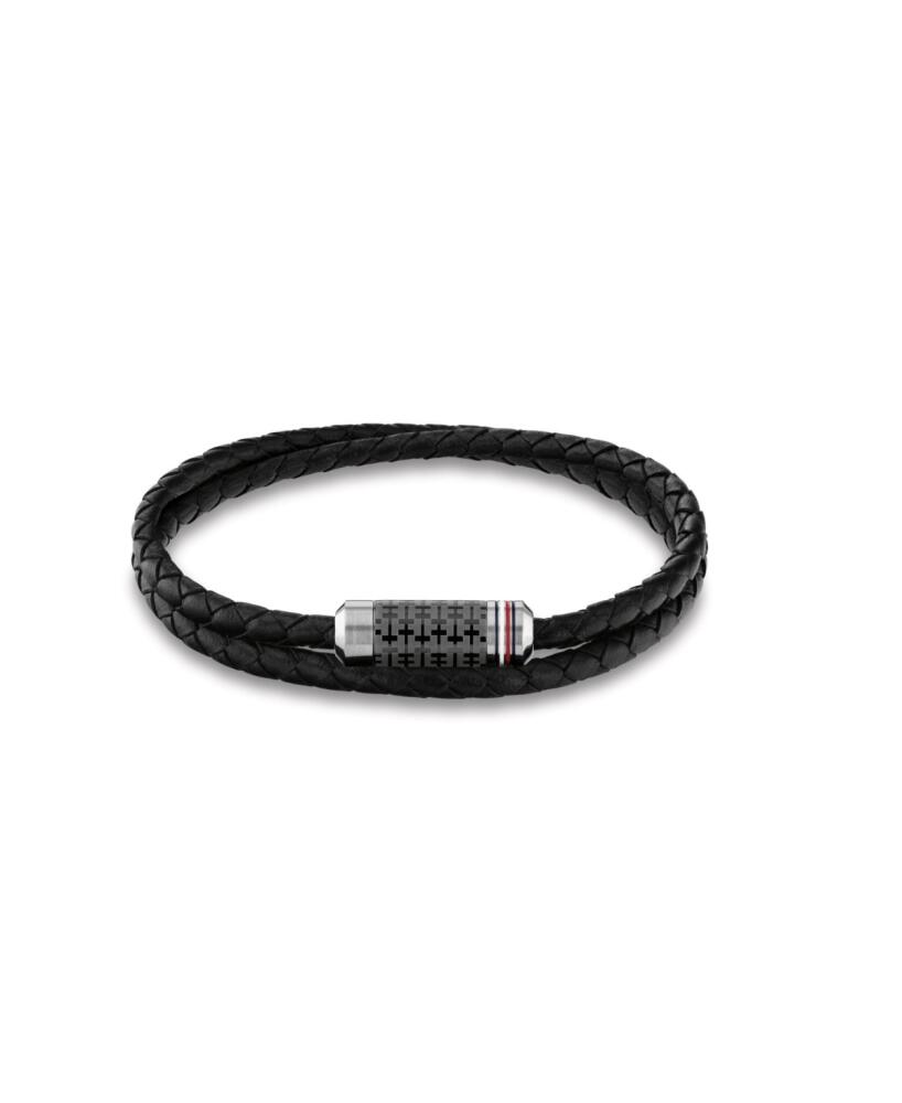 Tommy Hilfiger Men's Leather Braided Bracelet - Black Cover