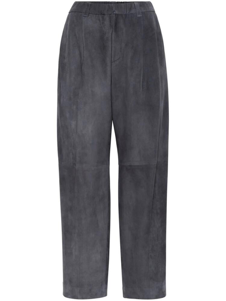 Brunello Cucinelli straight-leg leather trousers - Grey Cover