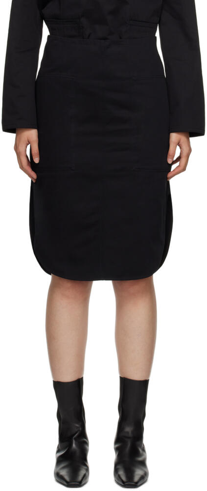 TOTEME Black Curved Hem Midi Skirt Cover