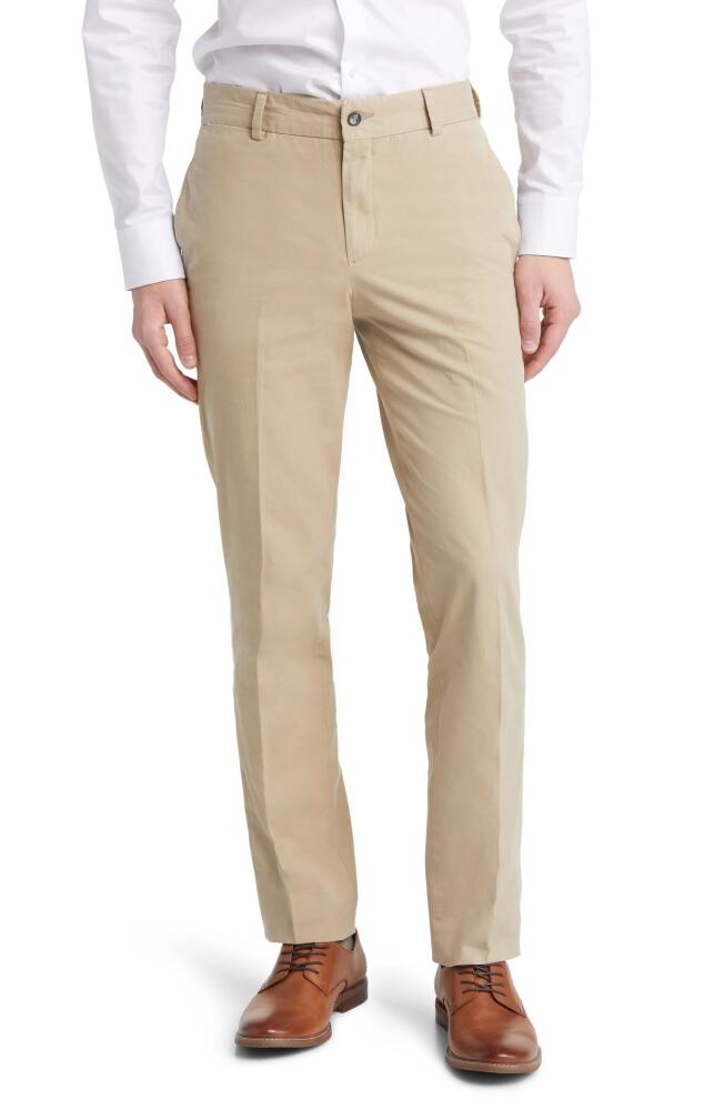 Berle Trim Fit Cotton Poplin Dress Pants in Khaki Cover