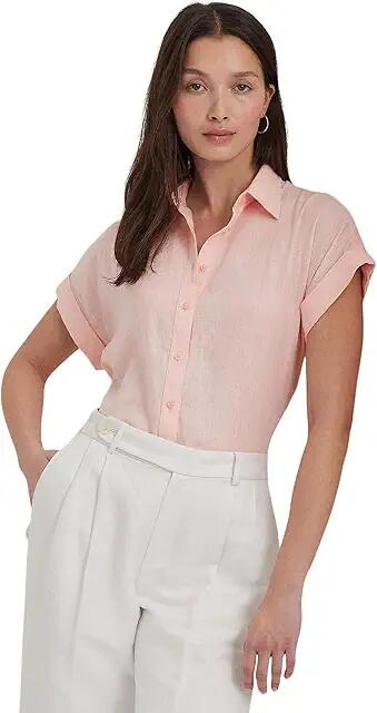 LAUREN Ralph Lauren Linen Dolman-Sleeve Shirt (Pink Opal) Women's Clothing Cover