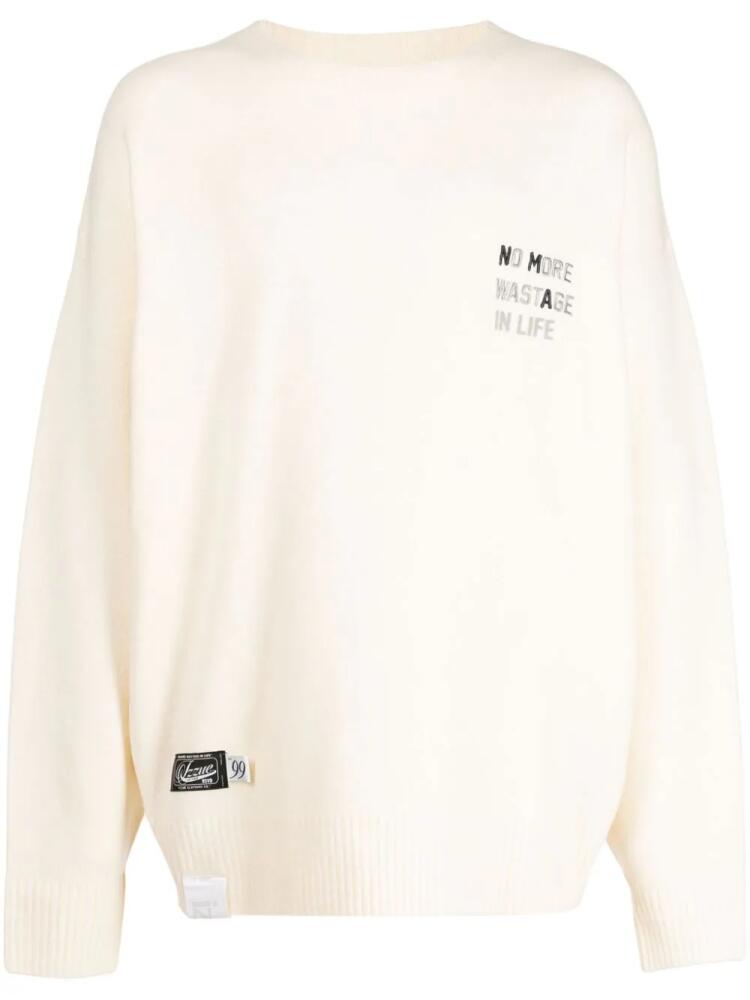 izzue slogan-embroidered knitted sweatshirt - Neutrals Cover