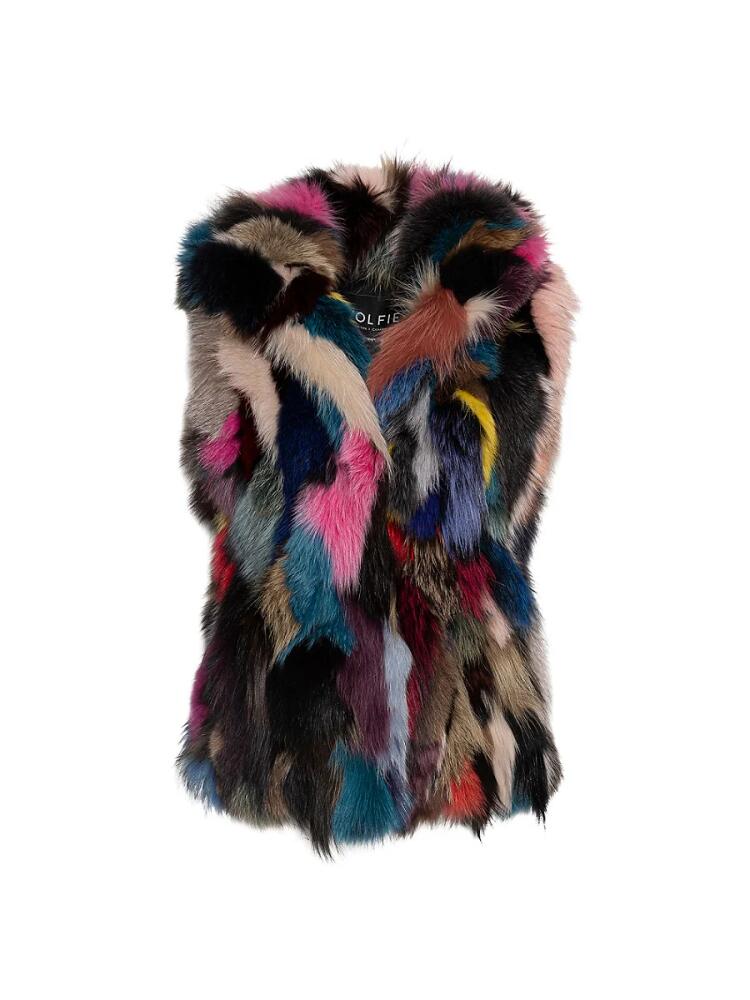 WOLFIE FURS Women's Made For Generations Toscana Shearling Vest - Pink Multi Cover