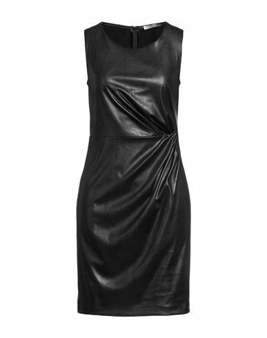 Biancoghiaccio Woman Mini dress Black Polyurethane, Polyester Cover