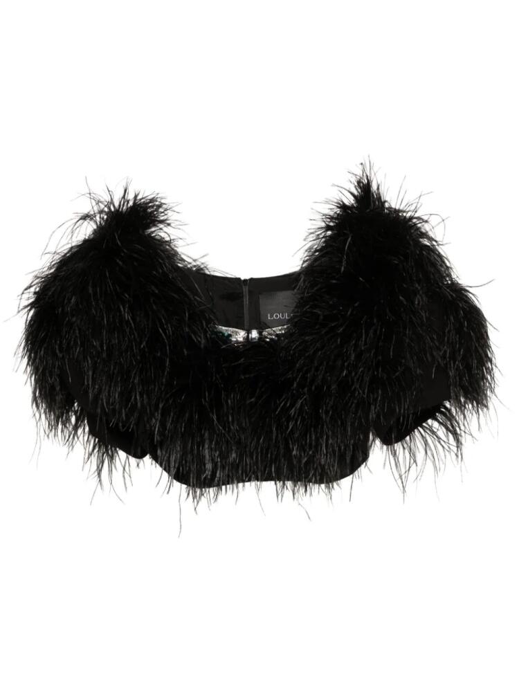 Loulou feather-detailing top - Black Cover