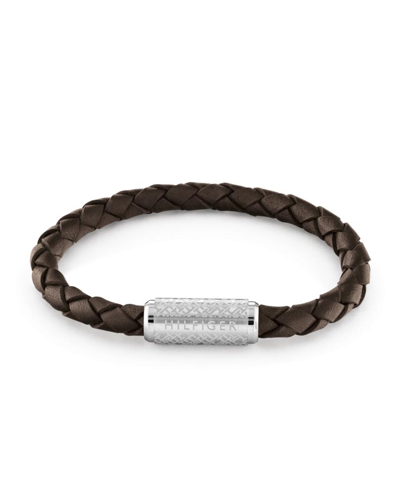 Tommy Hilfiger Men's Braided Tobacco Leather Bracelet - Brown Cover