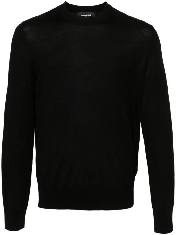 DSQUARED2 logo-embroidered virgin wool jumper - Black Cover