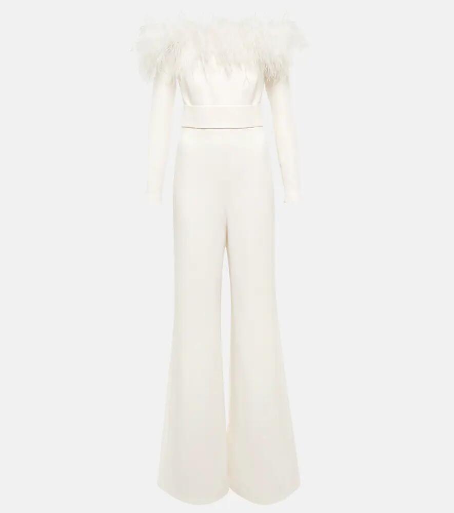 Safiyaa Feather-trimmed jumpsuit Cover