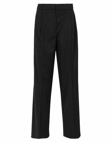 8 By Yoox Wool Blend Pleated High-waist Pants Woman Pants Black Virgin Wool, Elastane Cover