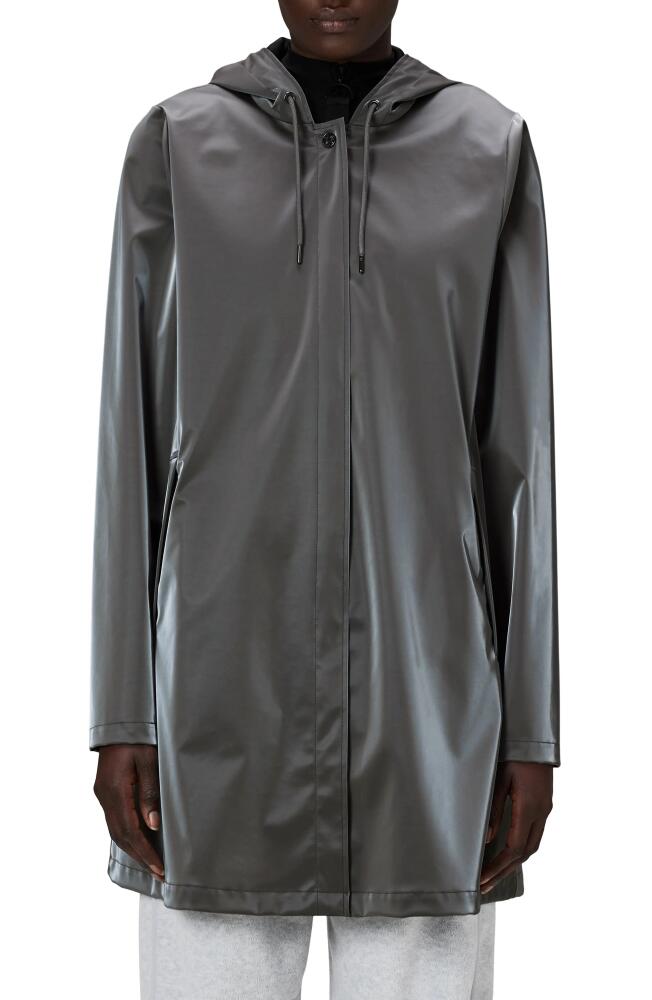 Rains Waterproof A-Line Rain Jacket in Metallic Grey Cover