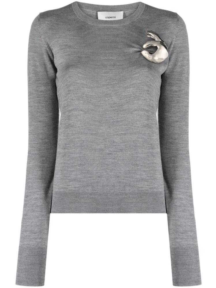 Coperni logo-plaque virgin wool jumper - Grey Cover