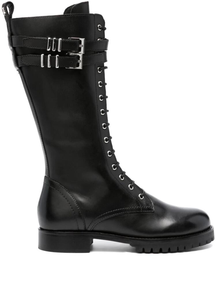 Patrizia Pepe 30mm lace-up leather boots - Black Cover