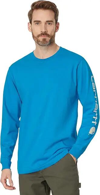 Carhartt Signature Sleeve Logo L/S Tee (Atomic Blue) Men's T Shirt Cover