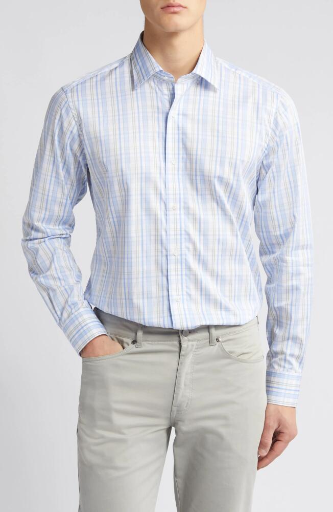 Peter Millar Viggo Plaid Button-Up Shirt in Blue Frost Cover