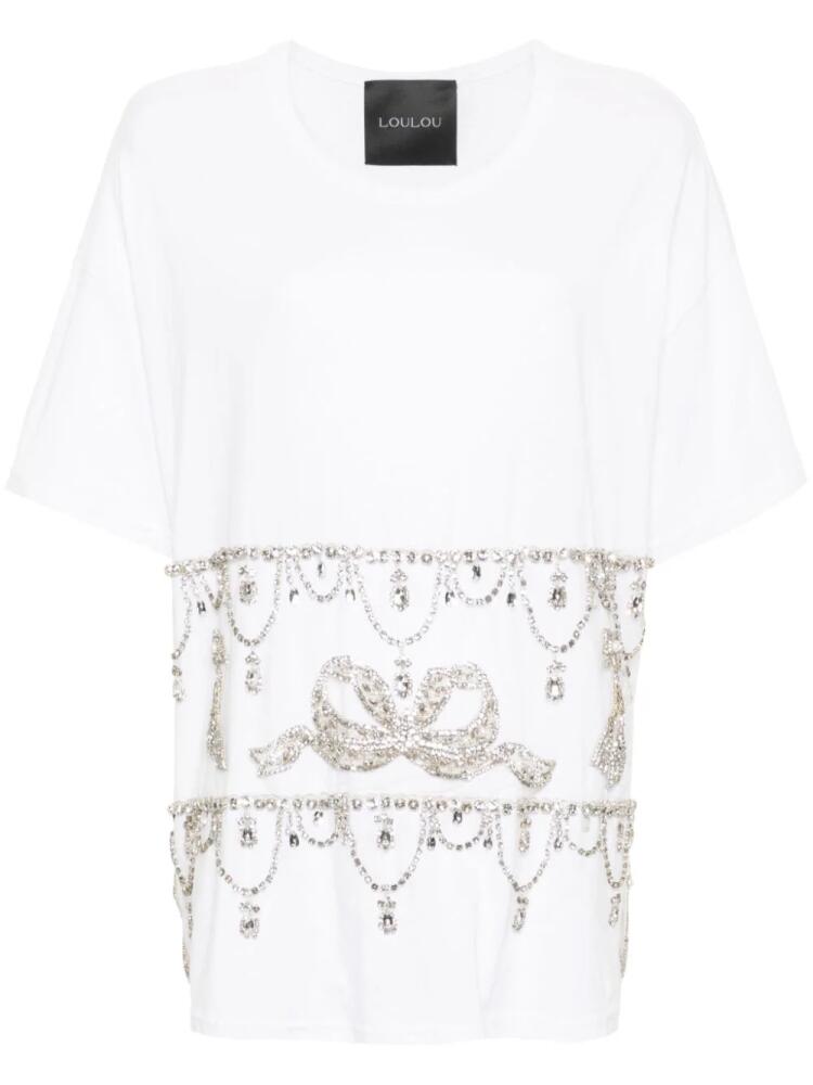 Loulou crystal-embellished T-shirt - White Cover