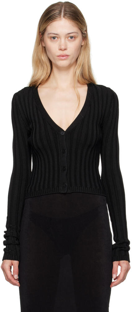 GUIZIO Black Slinky Rib Cardigan Cover