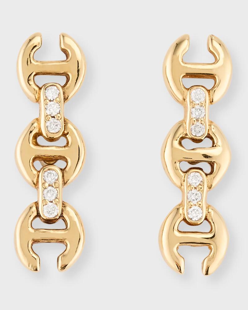 Hoorsenbuhs 18K Yellow Gold 3mm Toggle Stud Earrings with Diamond Bridges Cover