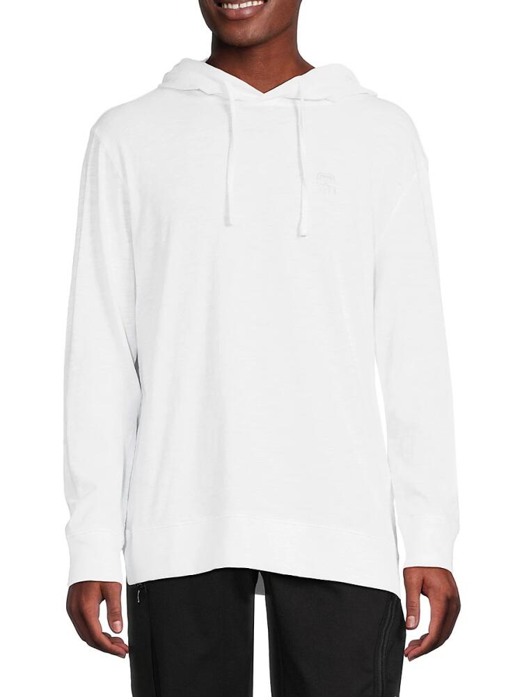 Karl Lagerfeld Paris Men's Solid Drawstring Hoodie - White Cover