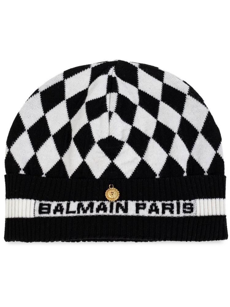 Balmain checked wool beanie - Black Cover