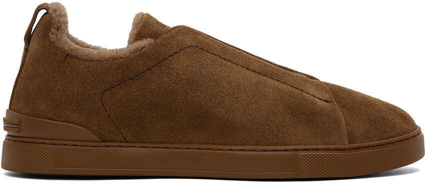 ZEGNA Brown Triple Stitch Sneakers Cover