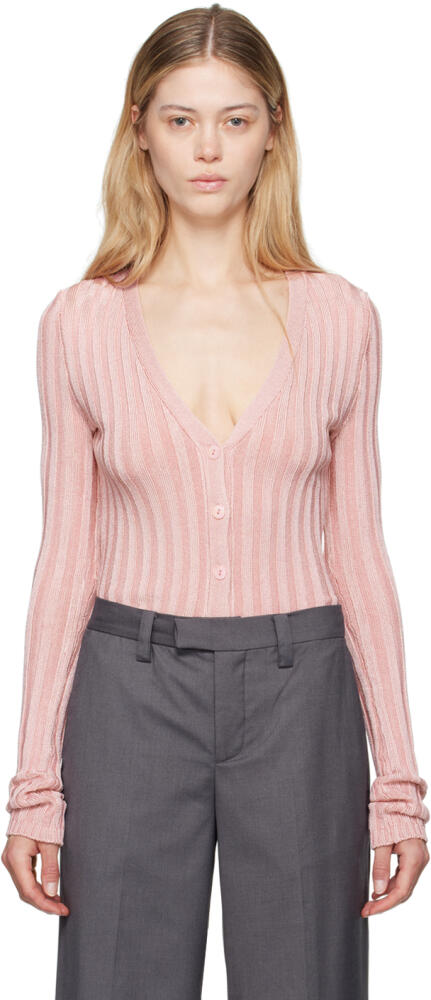 GUIZIO Pink Slinky Rib Cardigan Cover