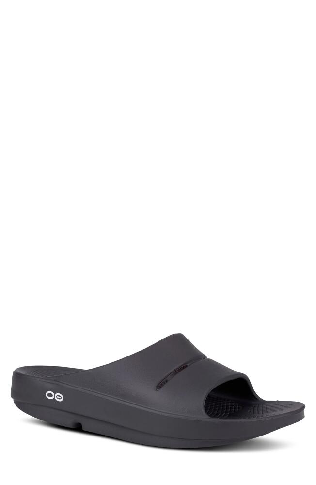 Oofos OOahh Slide Sandal in Black Cover