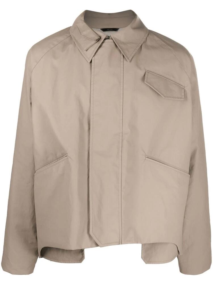 FENDI asymmetric-hem shirt jacket - Brown Cover