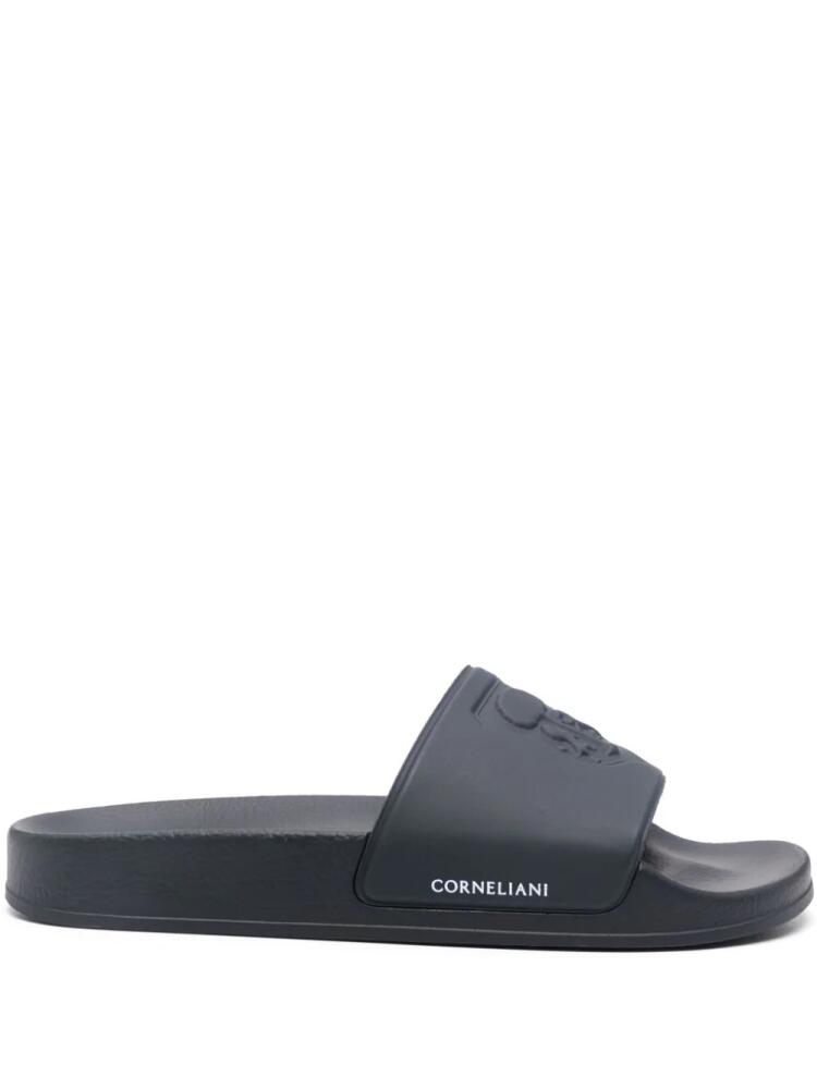 Corneliani embossed-logo slides - Blue Cover